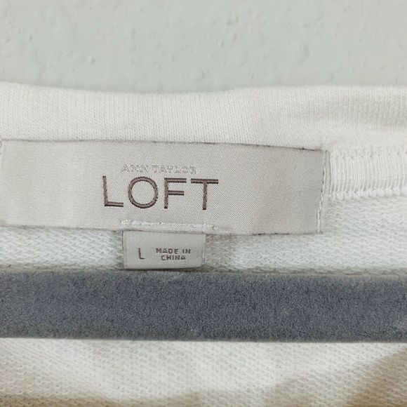 Loft Cream Beaded Collar Pullover Sweater Top - Picture 4 of 6